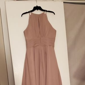 Azazie Taupe Keyhole Chiffon Dress
